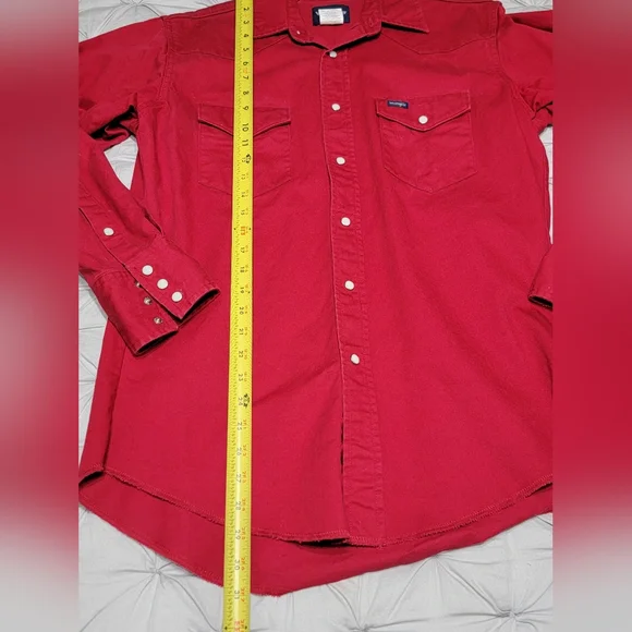 😎Host Pic😍VTG Men's Wrangler Denim Pearl Snap Brushpopper Size 15 1/2 X 33 - Picture 5 of 10